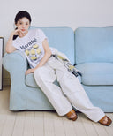 W SUMMER WIDE FIT DENIM PANTS IN WHITE image 15
