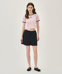 W AEROCOOL SMALL CLASSIC LOGO SLIM RINGER TEE IN PINK