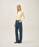 W SLIM STARIGHT DENIM PANTS IN DARK BLUE