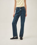 W SLIM STARIGHT DENIM PANTS IN DARK BLUE
