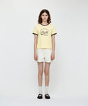 W VINTAGE CURSIVE LOGO RINGER TEE IN BUTTER