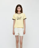 W VINTAGE CURSIVE LOGO RINGER TEE IN BUTTER