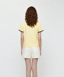 W VINTAGE CURSIVE LOGO RINGER TEE IN BUTTER