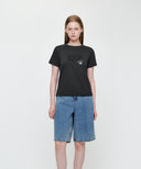 W STAMP CLASSIC LOGO TEE IN CHARCOAL GREY