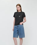 W STAMP CLASSIC LOGO TEE IN CHARCOAL GREY