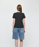 W STAMP CLASSIC LOGO TEE IN CHARCOAL GREY