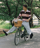 SMALL CLASSIC LOGO RUGBY STRIPE SWEATSHIRT IN BROWN