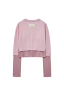 LAYERED TEXTURE KNIT CARDIGAN IN LILAC image 2