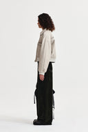 FAUX LEATHER OUTPOCKET JUMPER IN LIGHT GRAY image 6