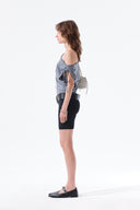 DRAPED ASYMMETRIC SLEEVELESS TOP IN SMOKE BLUE image 6