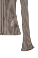 LOGO POINT DAMAGE SLIM HOODY CARDIGAN IN KHAKI BROWN image 4