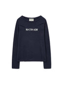 GLITTER SLIM LOGO KNIT TOP IN NAVY image 1