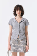 SIDE SHIRRING BUTTON TOP IN GRAY image 6