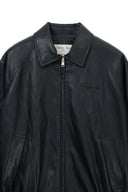 SMALL LOGO FAUX LEATHER ZIP UP JUMPER IN BLACK image 3