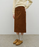 W CLASSIC CORDUROY MIDI SKIRT IN BROWN image 15