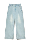 M LOW-WAIST TUCK WIDE DENIM PANTS IN LIGHT BLUE
