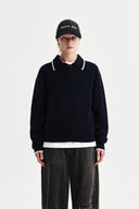 BACK LOGO COLLAR KNIT TOP FOR WOMEN IN DARK NAVY image 10