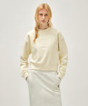 W CLASSIC LOGO CROP SWEATSHIRT IN IVORY image 11