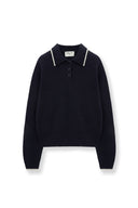 BACK LOGO COLLAR KNIT TOP FOR WOMEN IN DARK NAVY image 11