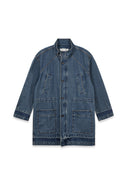 POCKET POINT MIDI DENIM JUMPER IN BLUE image 1