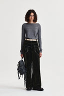 ESSENTIAL BOAT NECK KNIT TOP IN GRAY image 19