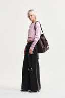 LAYERED TEXTURE KNIT CARDIGAN IN LILAC image 9