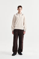 BACK LOGO COLLAR KNIT TOP FOR MEN IN IVORY image 9