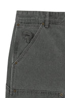 HERINGBONE RAW CUT DENIM SHORTS IN GRAY image 5