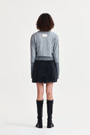 LAYERED TEXTURE KNIT CARDIGAN IN GRAY image 7