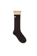TWO TONE LAYERED SOCKS IN BROWN image 1
