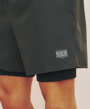 MARITHE SPORT M DOUBLE-LAYER SHORTS IN CHARCOAL GREY