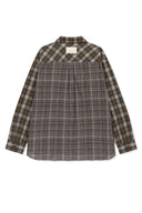 MIXED CHECK OVER FIT SHIRT IN BROWN image 2