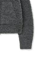 BOUCLE KNIT ZIP UP CARDIGAN IN CHARCOAL GREY image 5