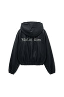 FAUX LEATHER HOODY CROP JUMPER IN BLACK image 14
