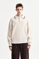 BACK LOGO COLLAR KNIT TOP FOR MEN IN IVORY image 1