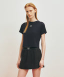 MARITHE SPORT W CLASSIC LOGO CROP TEE IN NAVY