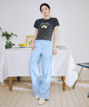 W SUMMER SEMI WIDE DENIM PANTS IN LIGHT BLUE image 16