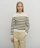 W STRIPE POLO KNIT IN IVORY image 11
