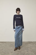 GLITTER SLIM LOGO KNIT TOP IN NAVY image 18