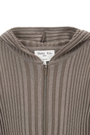 LOGO POINT DAMAGE SLIM HOODY CARDIGAN IN KHAKI BROWN image 3