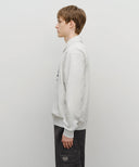 BASEBALL LOGO COLLAR HALF ZIPUP SWEATSHIRT IN LIGHT HEATHER GREY image 9