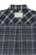 MIXED CHECK OVER FIT SHIRT IN NAVY image 5