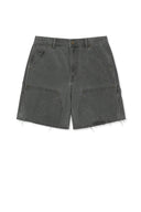 HERINGBONE RAW CUT DENIM SHORTS IN GRAY image 2