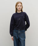 W RAW EDGE APPLIQUE LOGO CROP SWEATSHIRT IN NAVY image 11