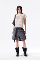 LETTERING GRAFFITI CREASE TOP IN BEIGE image 9