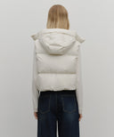 W CIRCLE LOGO CROP HOODED DOWN VEST IN IVORY image 11