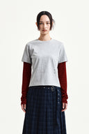 GRAFFITI LOGO STRIPE LAYERED TOP IN GRAY image 17