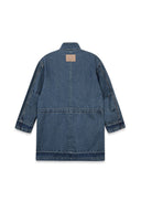 POCKET POINT MIDI DENIM JUMPER IN BLUE image 2
