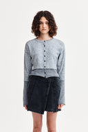 LAYERED TEXTURE KNIT CARDIGAN IN GRAY image 5