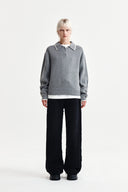 BACK LOGO COLLAR KNIT TOP FOR WOMEN IN GRAY image 16